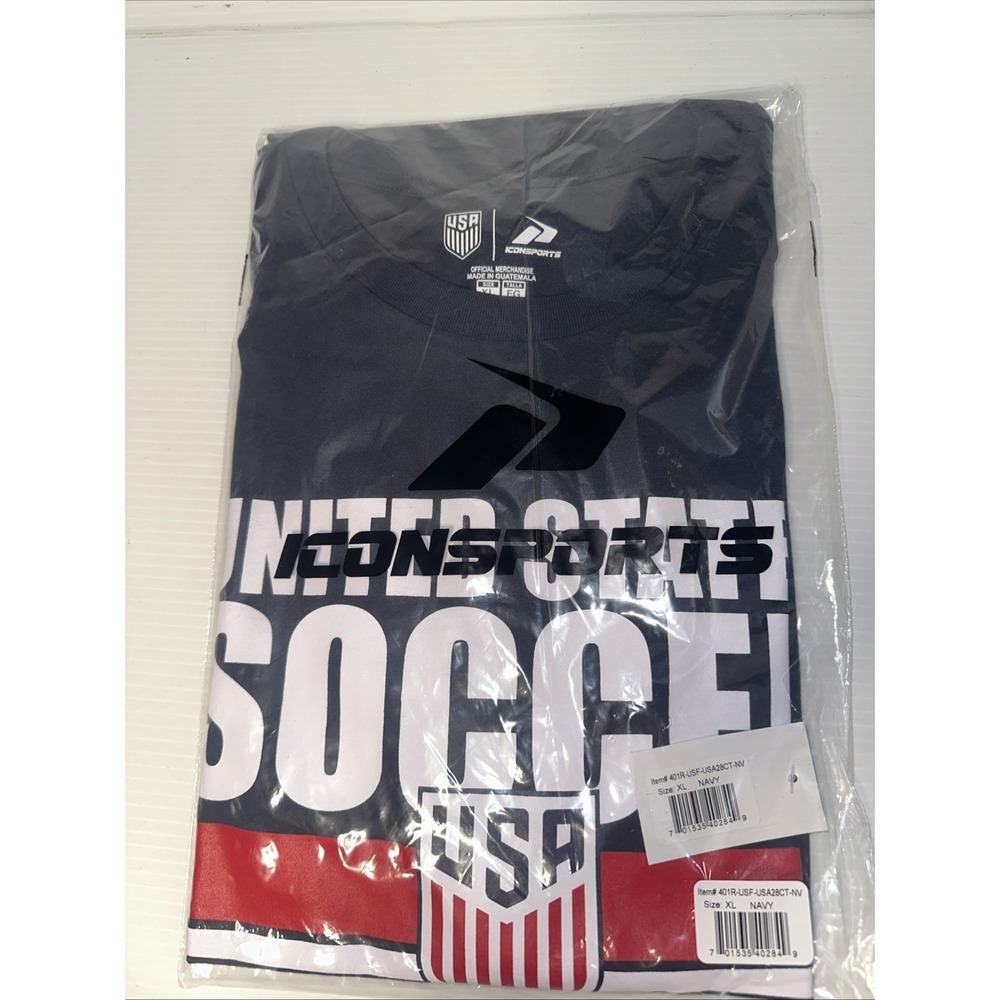 Icon Sports USMNT Soccer T-Shirt Licensed Navy USA NEW Size XL